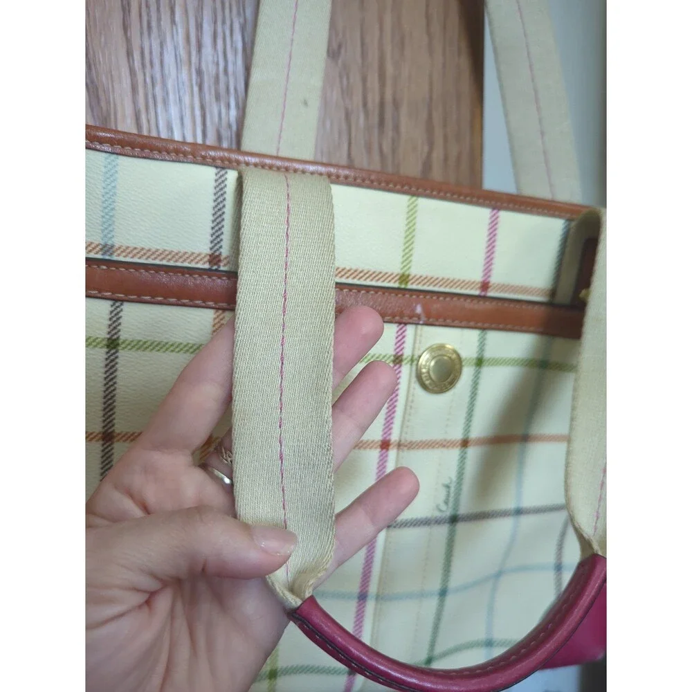 Coach Heritage Stripe Tattersall Small Tote